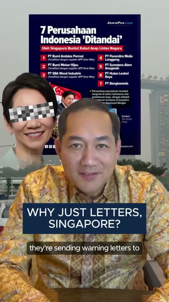 Infografis 7 perusahaan yang ditandai Singapura, ditampilkan dalam video @m.lutfi. Sumber data pada infografis: The Straits Times (JawaPos.com).